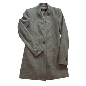 ZARA Basic Collection Grey Frock Long Coat Lambswool Slim Line Jacket SZ XS